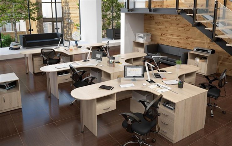 Набор мебели в офис SIMPLE с эргономичными столами и шкафом в Тюмени - изображение 2